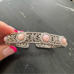 Judith Ripka Hinged Cuff Bracelet with Pink Stones